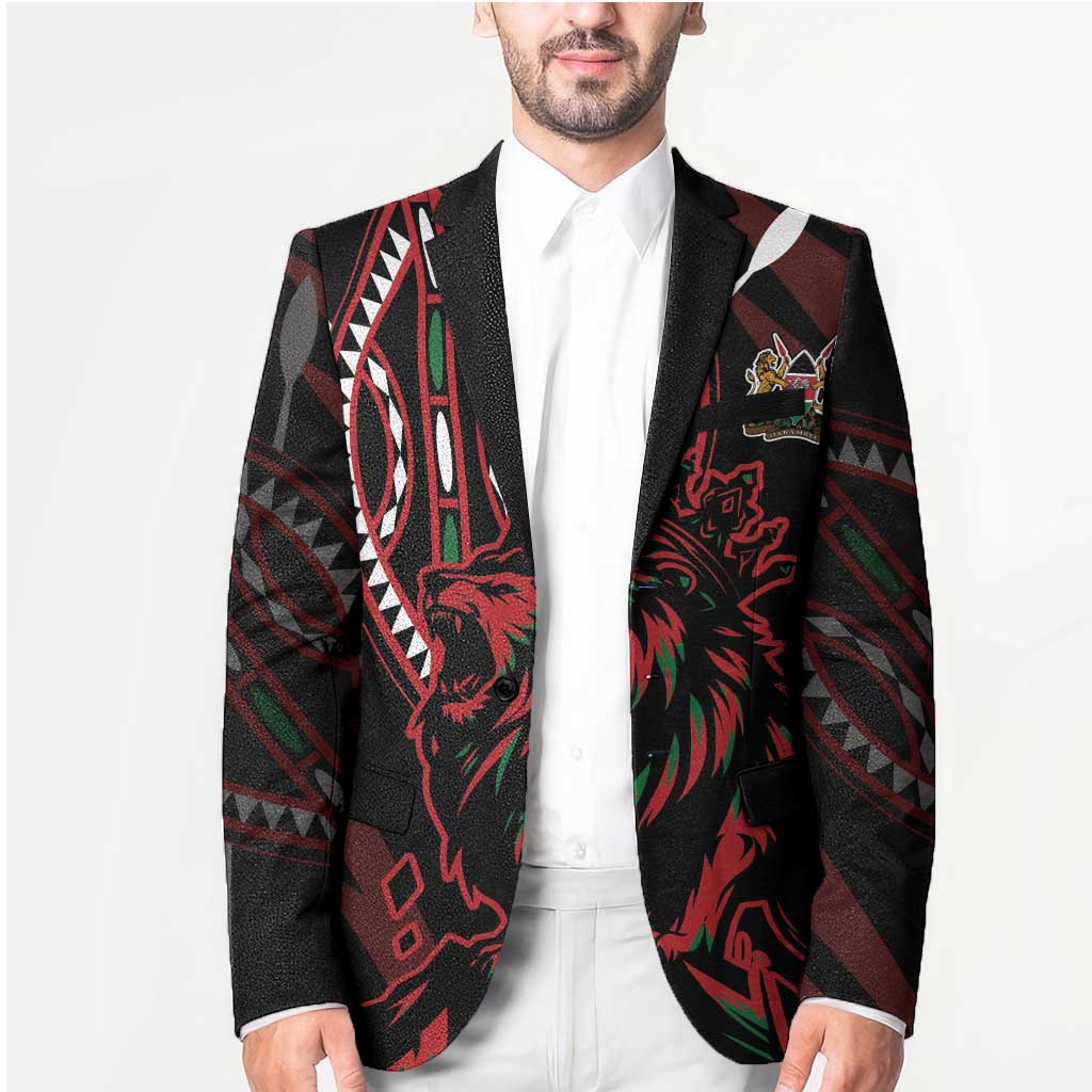 Kenya King Lion Personalized Blazer Stylized Maasai Shield - Wonder Print Shop