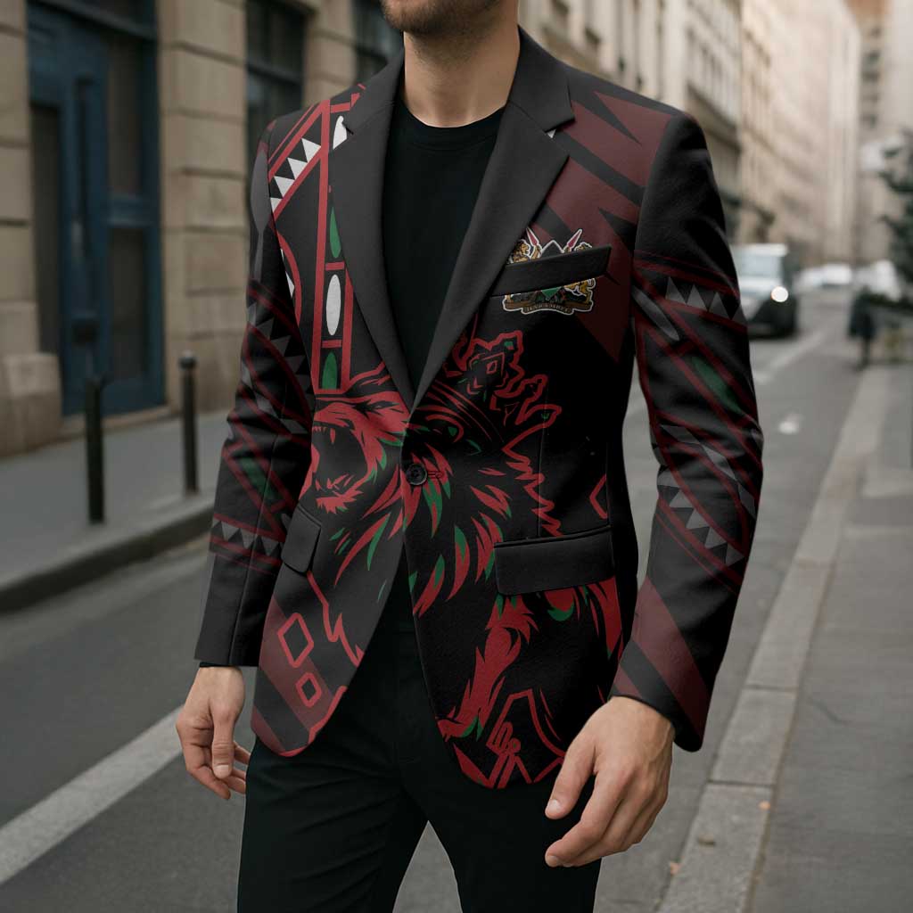 Kenya King Lion Personalized Blazer Stylized Maasai Shield - Wonder Print Shop