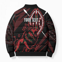 Kenya King Lion Personalized Bomber Puffer Jacket Stylized Maasai Shield - Wonder Print Shop