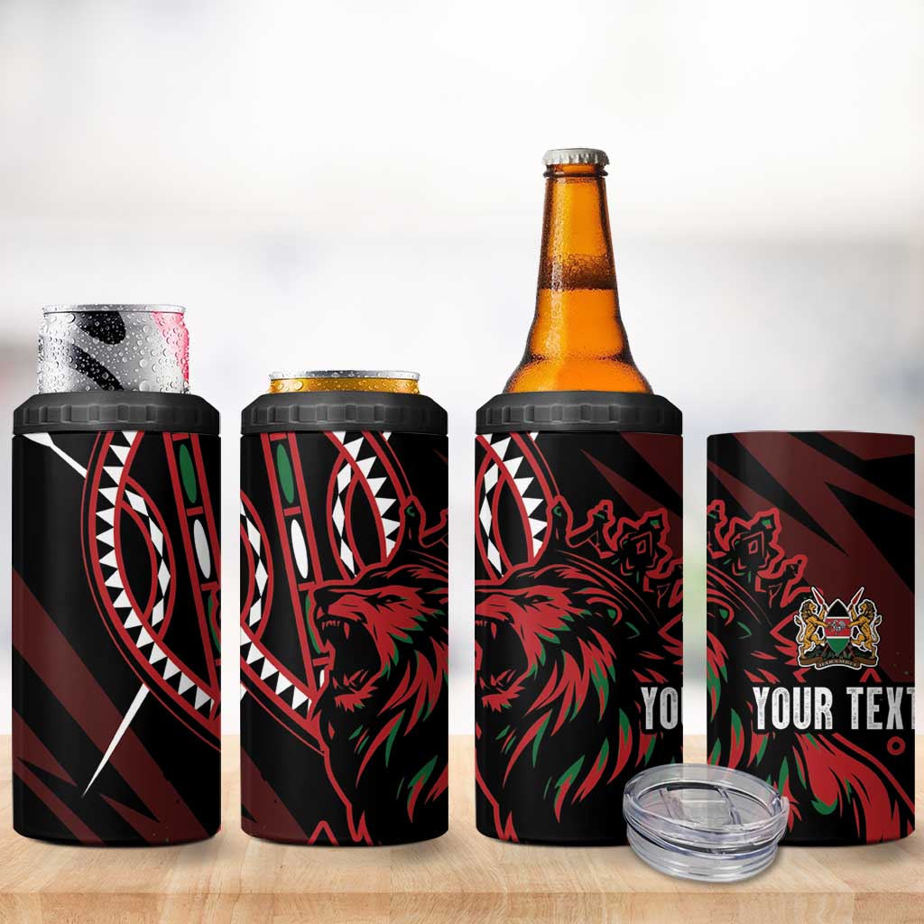 Kenya King Lion Personalized 4 in 1 Can Cooler Tumbler Stylized Maasai Shield - Wonder Print Shop