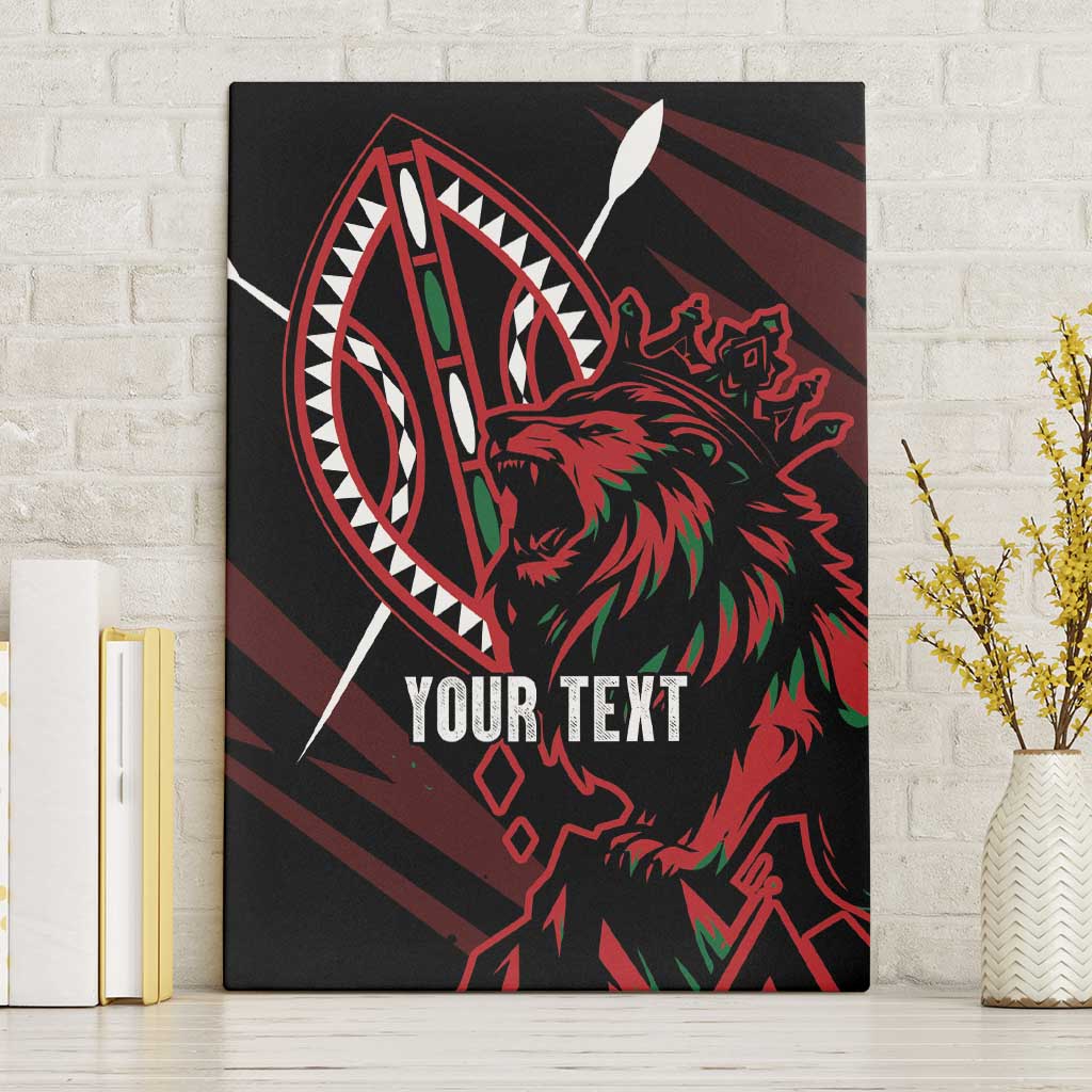 Kenya King Lion Personalized Canvas Wall Art Stylized Maasai Shield - Wonder Print Shop