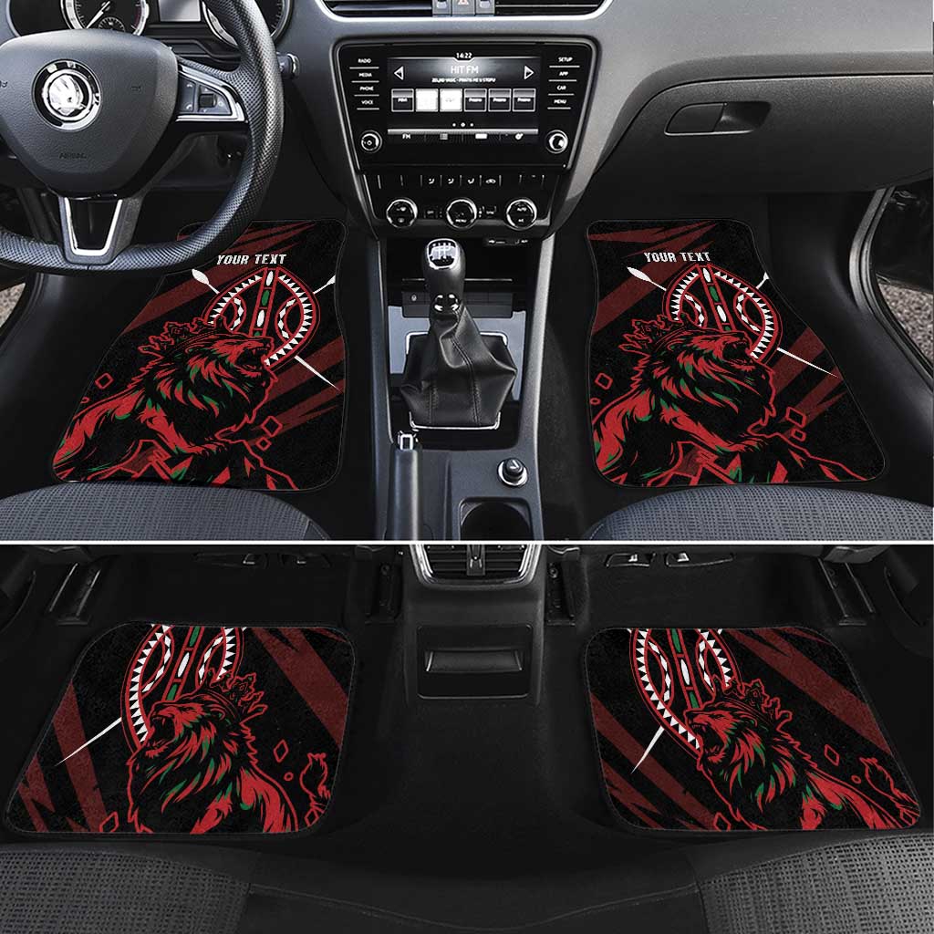Kenya King Lion Personalized Car Mats Stylized Maasai Shield - Wonder Print Shop