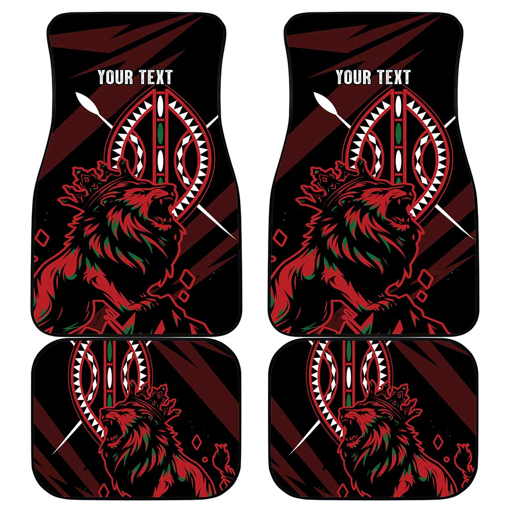 Kenya King Lion Personalized Car Mats Stylized Maasai Shield - Wonder Print Shop