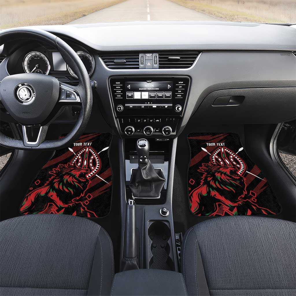 Kenya King Lion Personalized Car Mats Stylized Maasai Shield - Wonder Print Shop