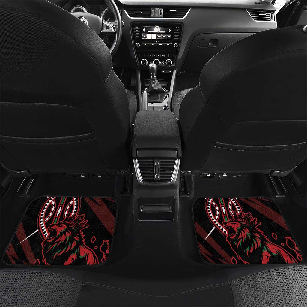 Kenya King Lion Personalized Car Mats Stylized Maasai Shield - Wonder Print Shop