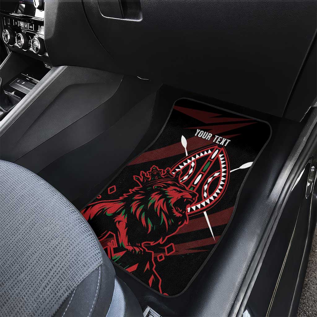 Kenya King Lion Personalized Car Mats Stylized Maasai Shield - Wonder Print Shop
