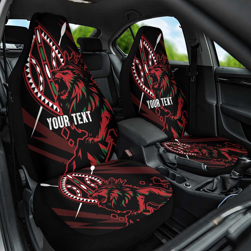 Kenya King Lion Personalized Car Seat Cover Stylized Maasai Shield - Wonder Print Shop