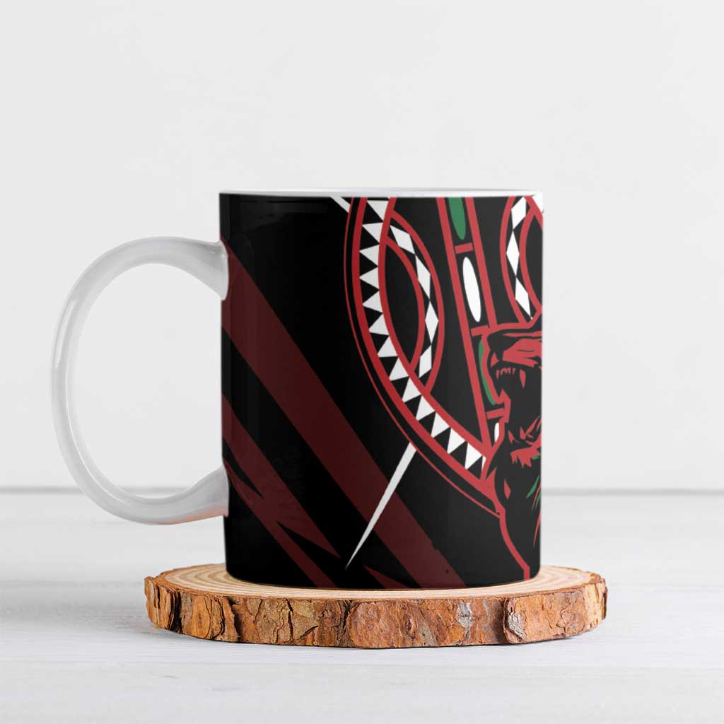Kenya King Lion Personalized Ceramic Mug Stylized Maasai Shield - Wonder Print Shop