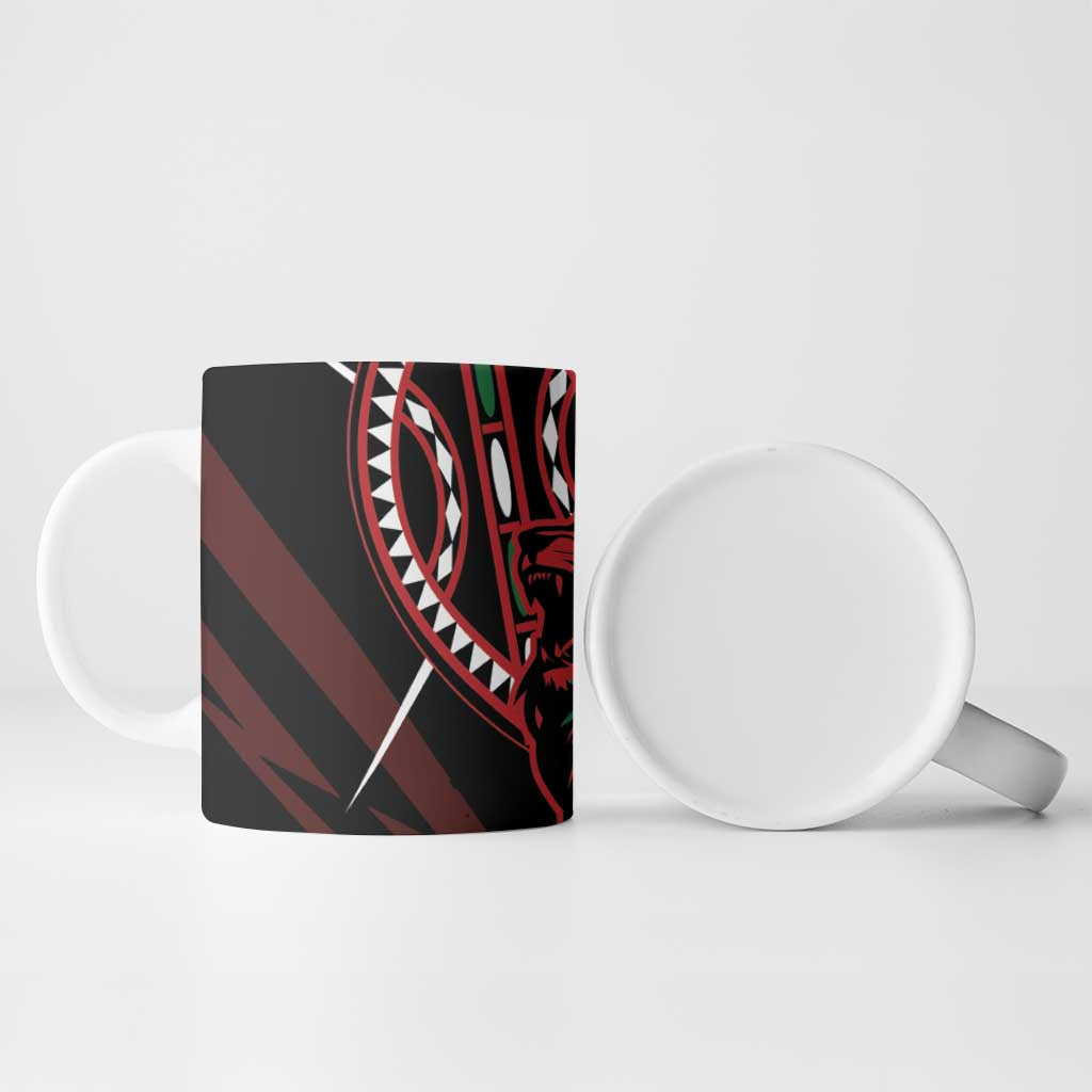 Kenya King Lion Personalized Ceramic Mug Stylized Maasai Shield - Wonder Print Shop