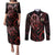 Kenya King Lion Personalized Couples Matching Puletasi and Long Sleeve Button Shirt Stylized Maasai Shield - Wonder Print Shop