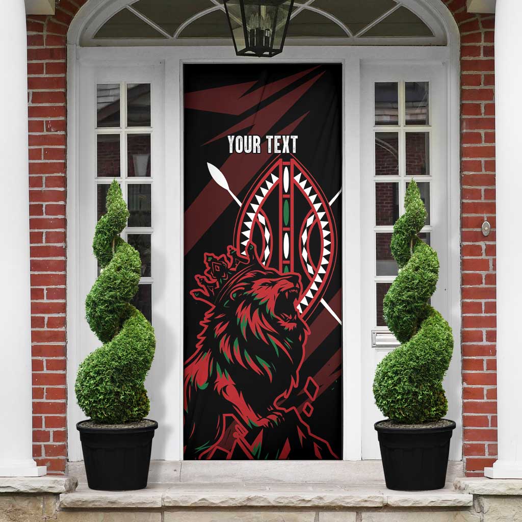 Kenya King Lion Personalized Door Cover Stylized Maasai Shield - Wonder Print Shop