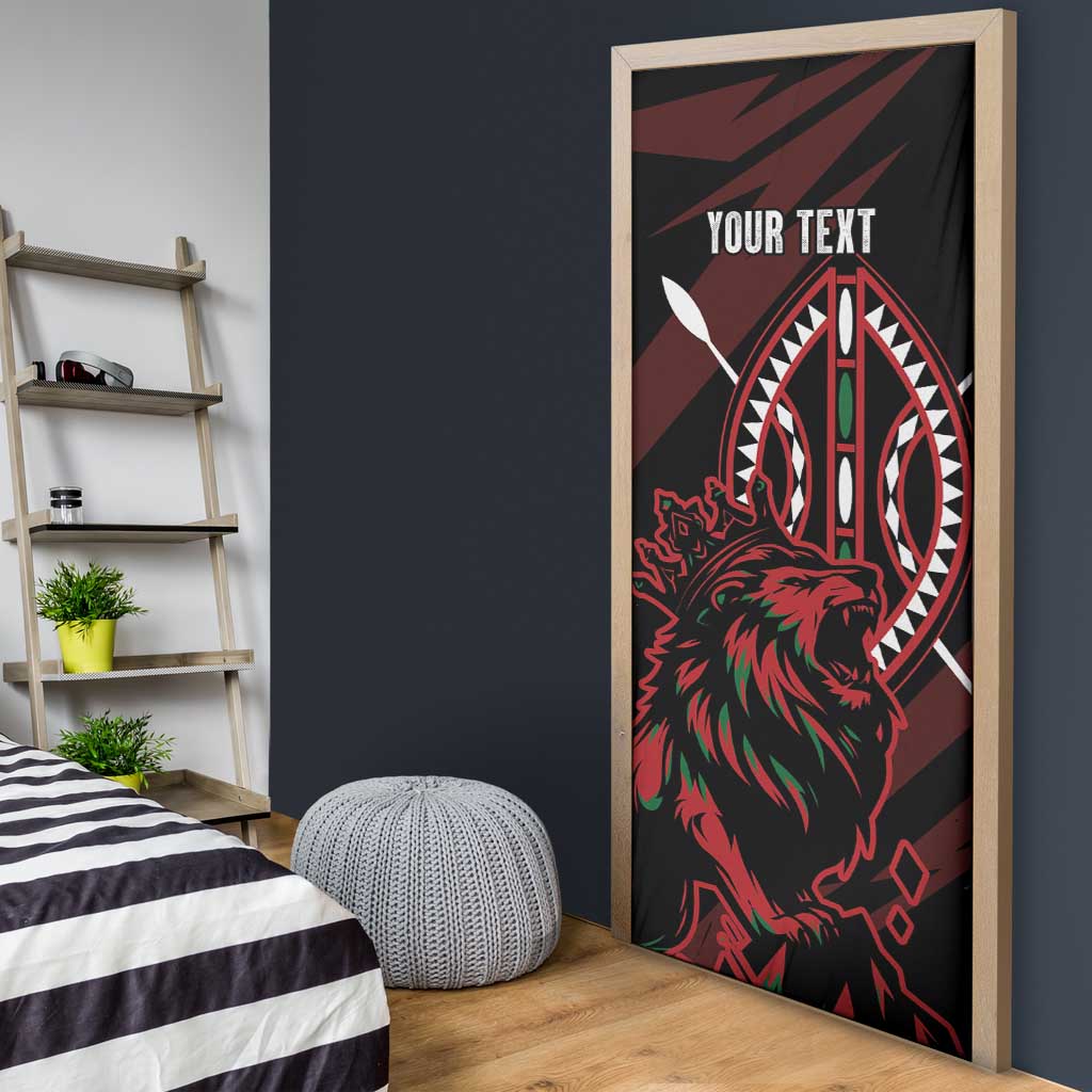 Kenya King Lion Personalized Door Cover Stylized Maasai Shield - Wonder Print Shop
