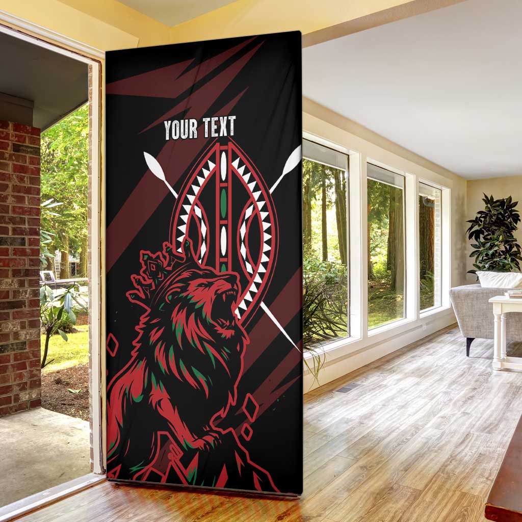 Kenya King Lion Personalized Door Cover Stylized Maasai Shield - Wonder Print Shop