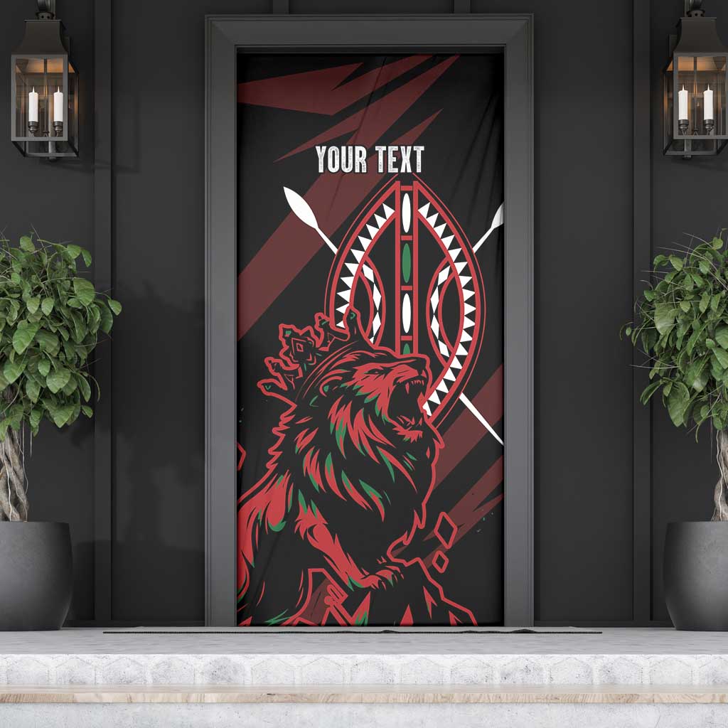 Kenya King Lion Personalized Door Cover Stylized Maasai Shield - Wonder Print Shop