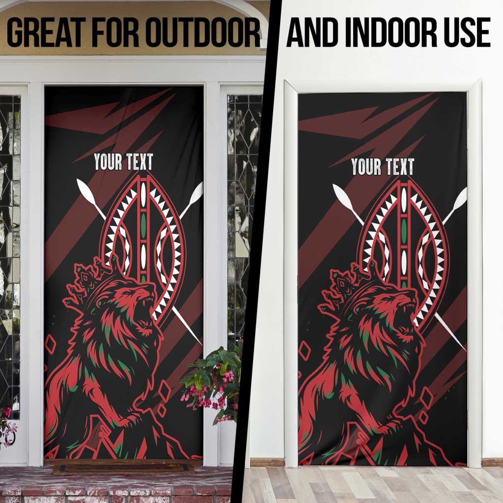 Kenya King Lion Personalized Door Cover Stylized Maasai Shield - Wonder Print Shop