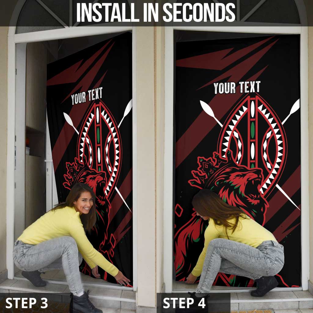 Kenya King Lion Personalized Door Cover Stylized Maasai Shield - Wonder Print Shop