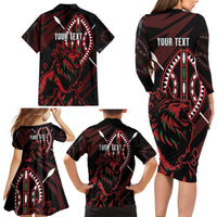 Kenya King Lion Personalized Family Matching Long Sleeve Bodycon Dress and Hawaiian Shirt Stylized Maasai Shield - Wonder Print Shop