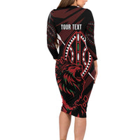Kenya King Lion Personalized Family Matching Long Sleeve Bodycon Dress and Hawaiian Shirt Stylized Maasai Shield - Wonder Print Shop