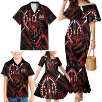 Kenya King Lion Personalized Family Matching Mermaid Dress and Hawaiian Shirt Stylized Maasai Shield - Wonder Print Shop