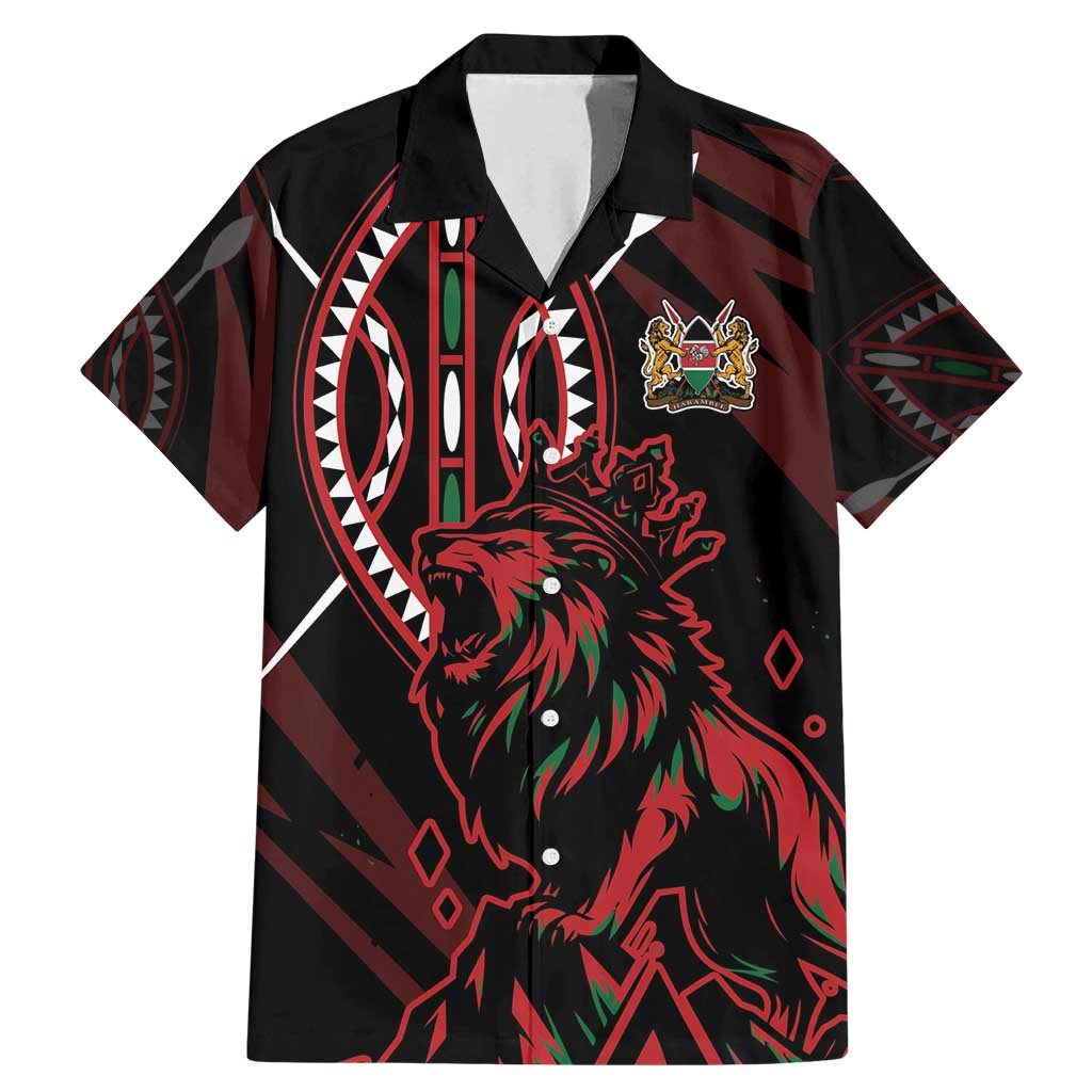 Kenya King Lion Personalized Family Matching Mermaid Dress and Hawaiian Shirt Stylized Maasai Shield - Wonder Print Shop