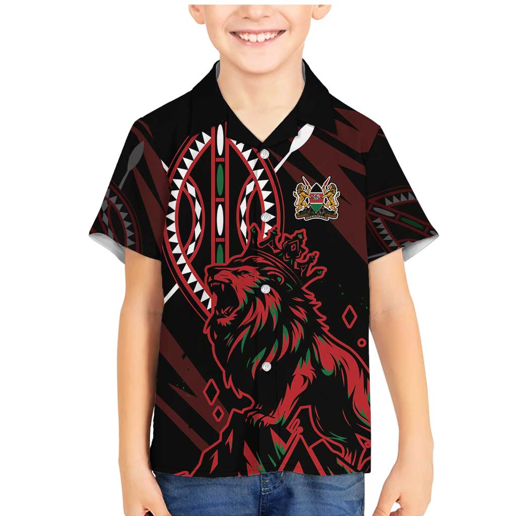Kenya King Lion Personalized Family Matching Mermaid Dress and Hawaiian Shirt Stylized Maasai Shield - Wonder Print Shop