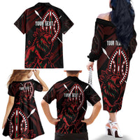 Kenya King Lion Personalized Family Matching Off The Shoulder Long Sleeve Dress and Hawaiian Shirt Stylized Maasai Shield - Wonder Print Shop