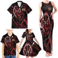 Kenya King Lion Personalized Family Matching Tank Maxi Dress and Hawaiian Shirt Stylized Maasai Shield - Wonder Print Shop