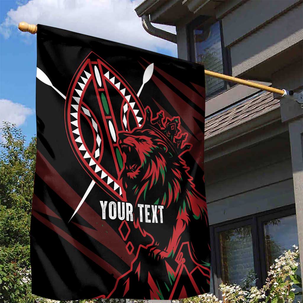 Kenya King Lion Personalized Garden Flag Stylized Maasai Shield - Wonder Print Shop