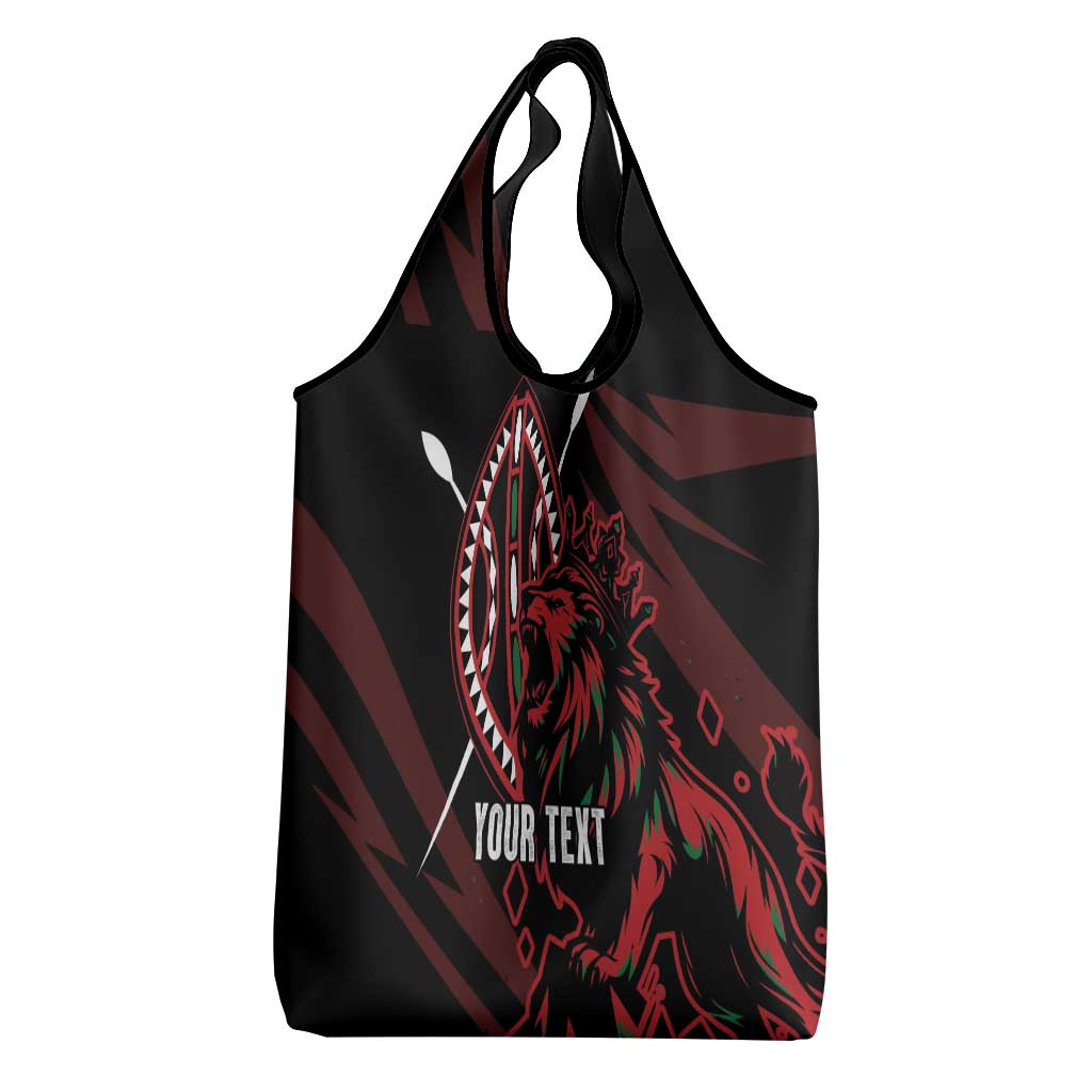 Kenya King Lion Personalized Grocery Bag Stylized Maasai Shield - Wonder Print Shop