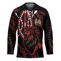 Kenya King Lion Personalized Hockey Jersey Stylized Maasai Shield - Wonder Print Shop