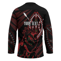 Kenya King Lion Personalized Hockey Jersey Stylized Maasai Shield - Wonder Print Shop