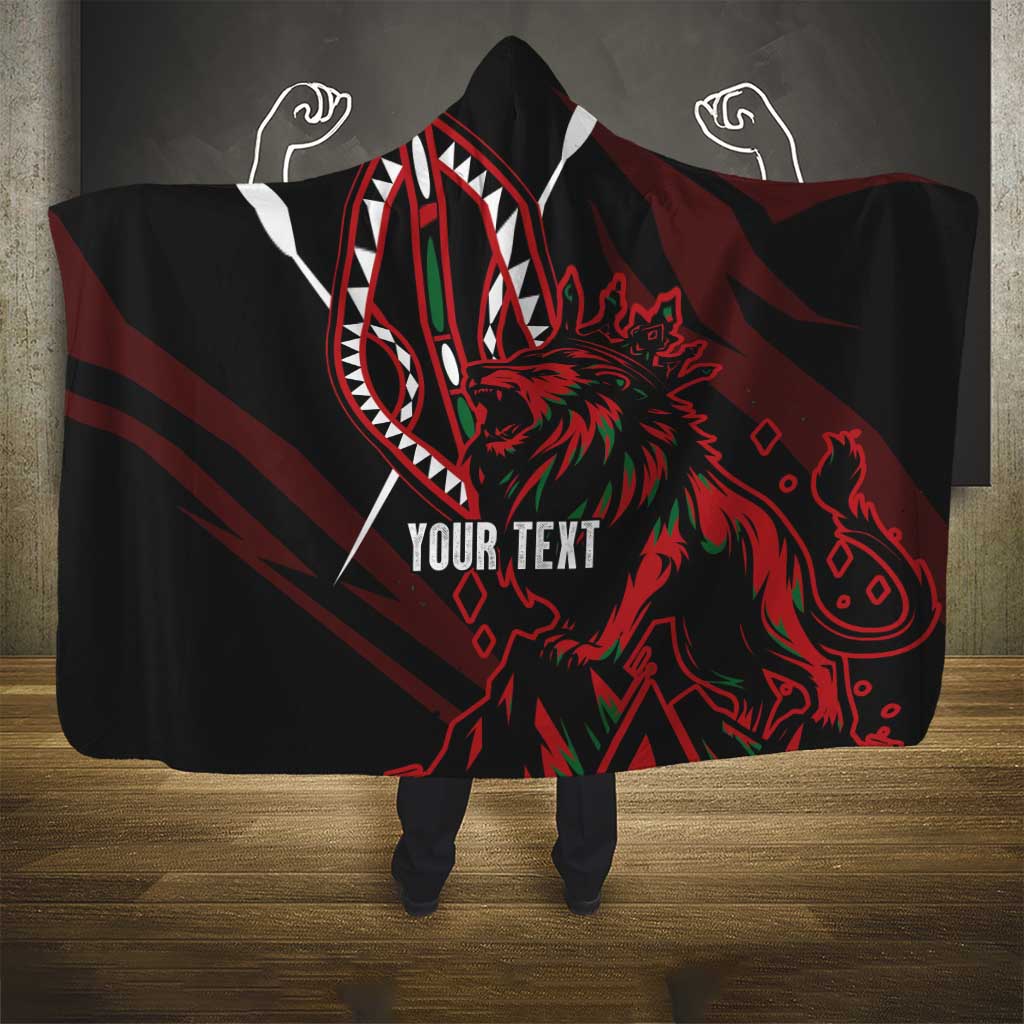 Kenya King Lion Personalized Hooded Blanket Stylized Maasai Shield - Wonder Print Shop