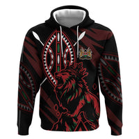 Kenya King Lion Personalized Hoodie Stylized Maasai Shield - Wonder Print Shop
