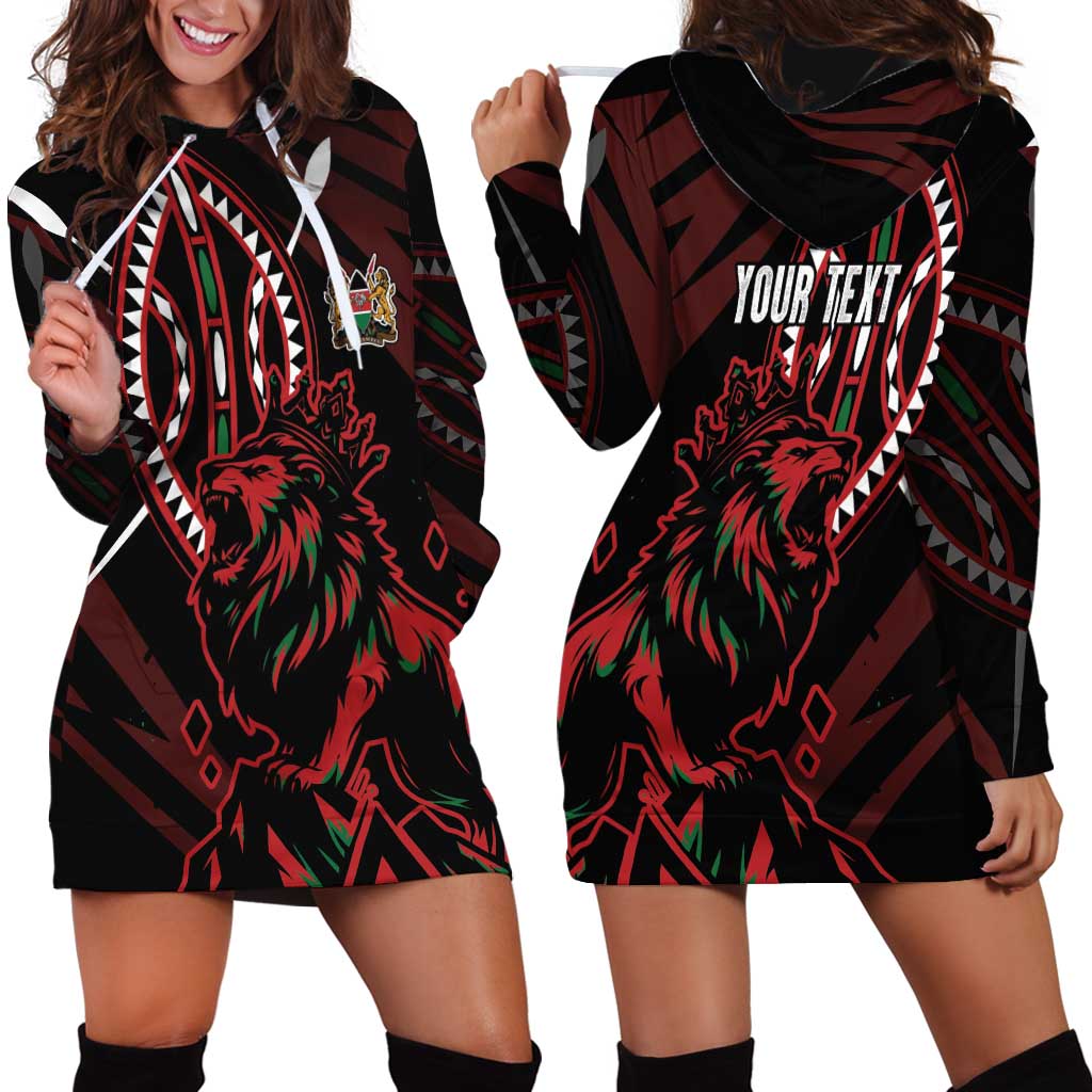 Kenya King Lion Personalized Hoodie Dress Stylized Maasai Shield - Wonder Print Shop