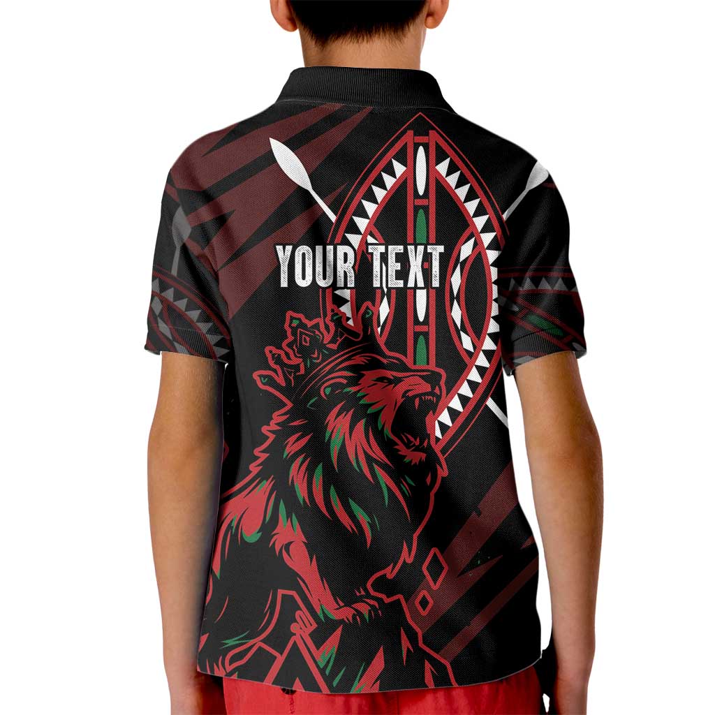 Kenya King Lion Personalized Kid Polo Shirt Stylized Maasai Shield - Wonder Print Shop