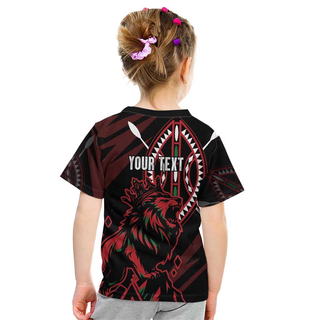 Kenya King Lion Personalized Kid T Shirt Stylized Maasai Shield - Wonder Print Shop
