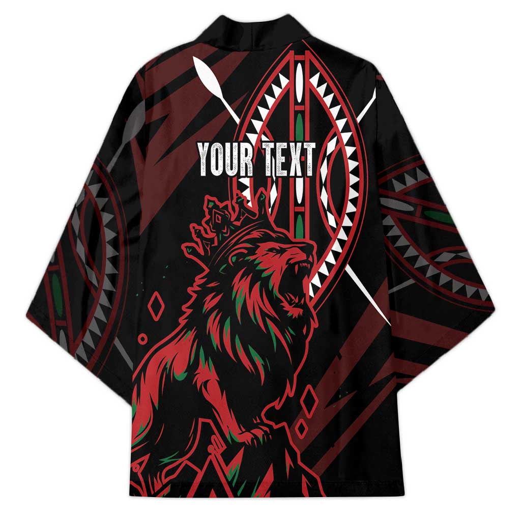 Kenya King Lion Personalized Kimono Stylized Maasai Shield - Wonder Print Shop
