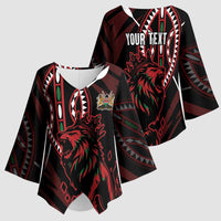 Kenya King Lion Personalized Kimono Sleeve Blouse Stylized Maasai Shield - Wonder Print Shop