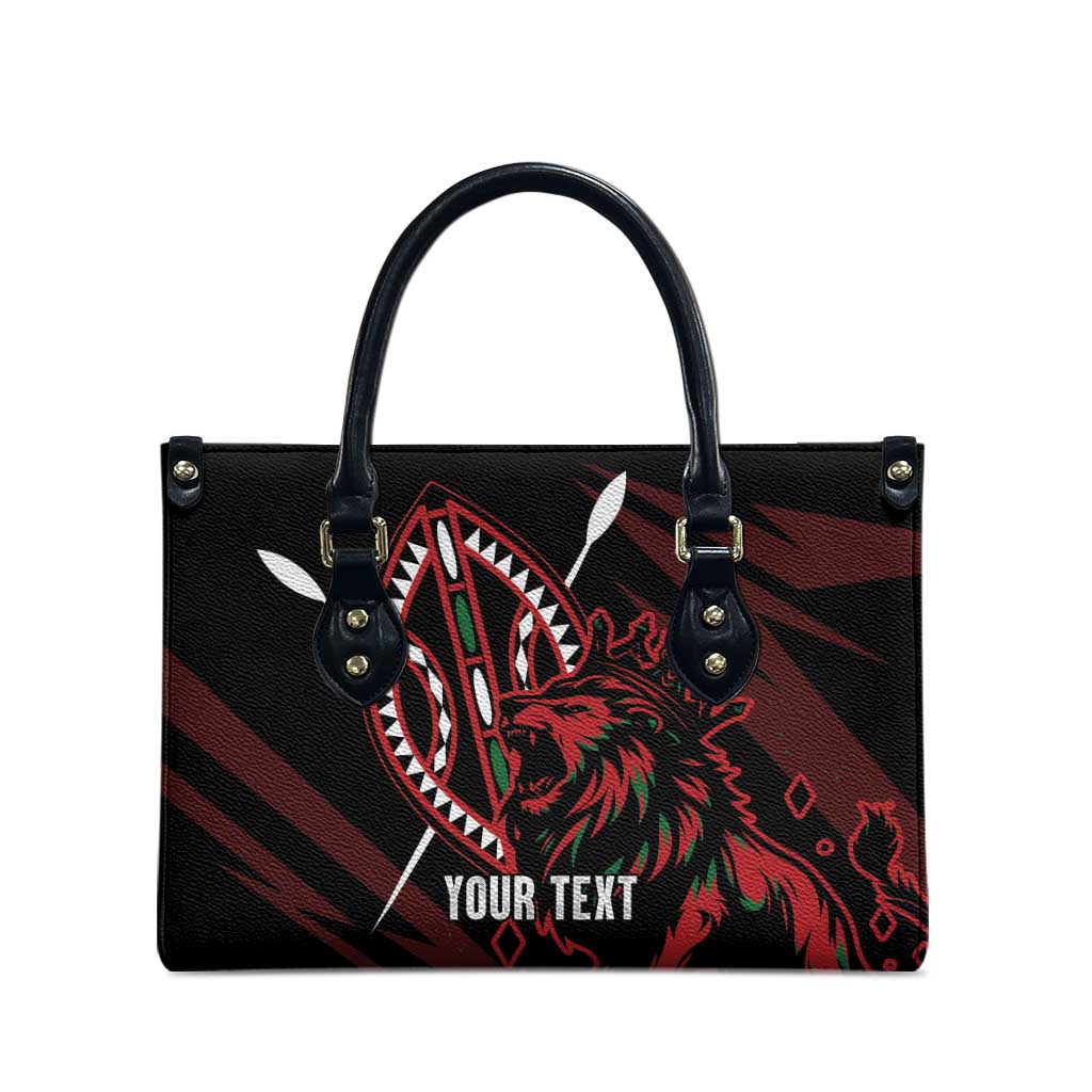 Kenya King Lion Personalized Leather Bag Stylized Maasai Shield - Wonder Print Shop
