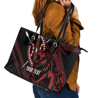 Kenya King Lion Personalized Leather Tote Bag Stylized Maasai Shield - Wonder Print Shop