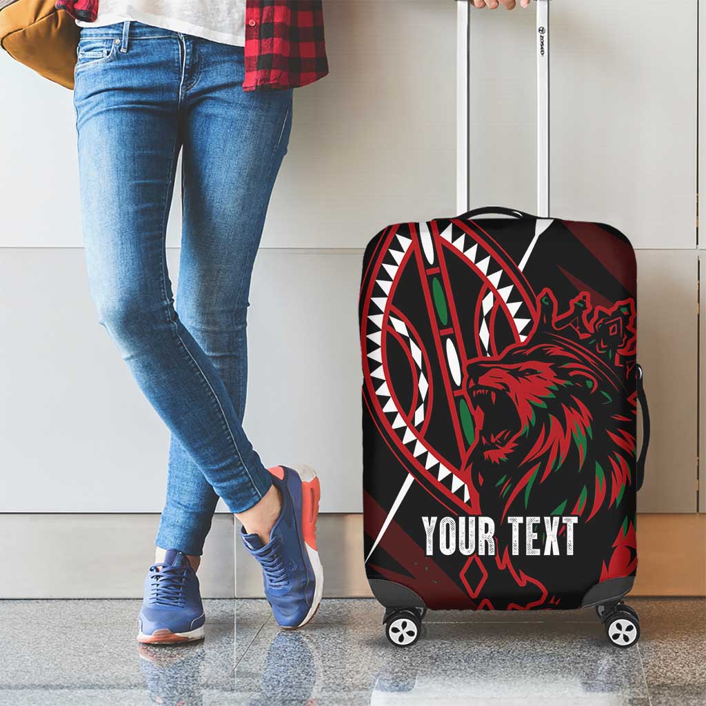 Kenya King Lion Personalized Luggage Cover Stylized Maasai Shield - Wonder Print Shop