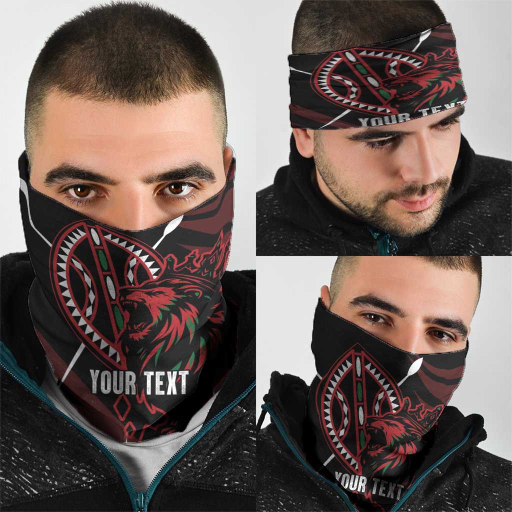 Kenya King Lion Neck Gaiter Stylized Maasai Shield LT7