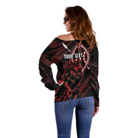 Kenya King Lion Personalized Off Shoulder Sweater Stylized Maasai Shield - Wonder Print Shop