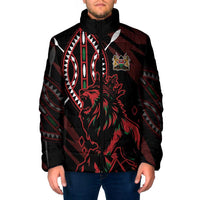 Kenya King Lion Personalized Padded Jacket Stylized Maasai Shield - Wonder Print Shop