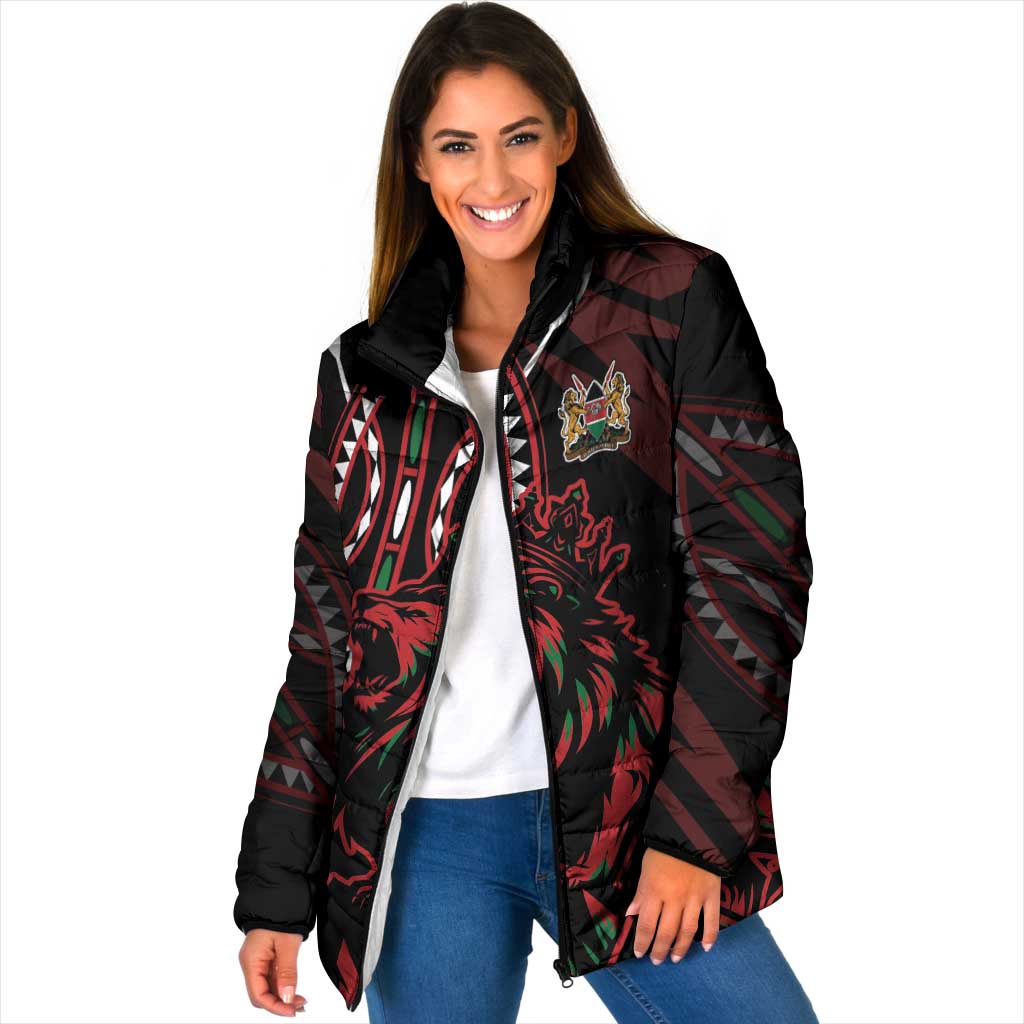 Kenya King Lion Personalized Padded Jacket Stylized Maasai Shield - Wonder Print Shop
