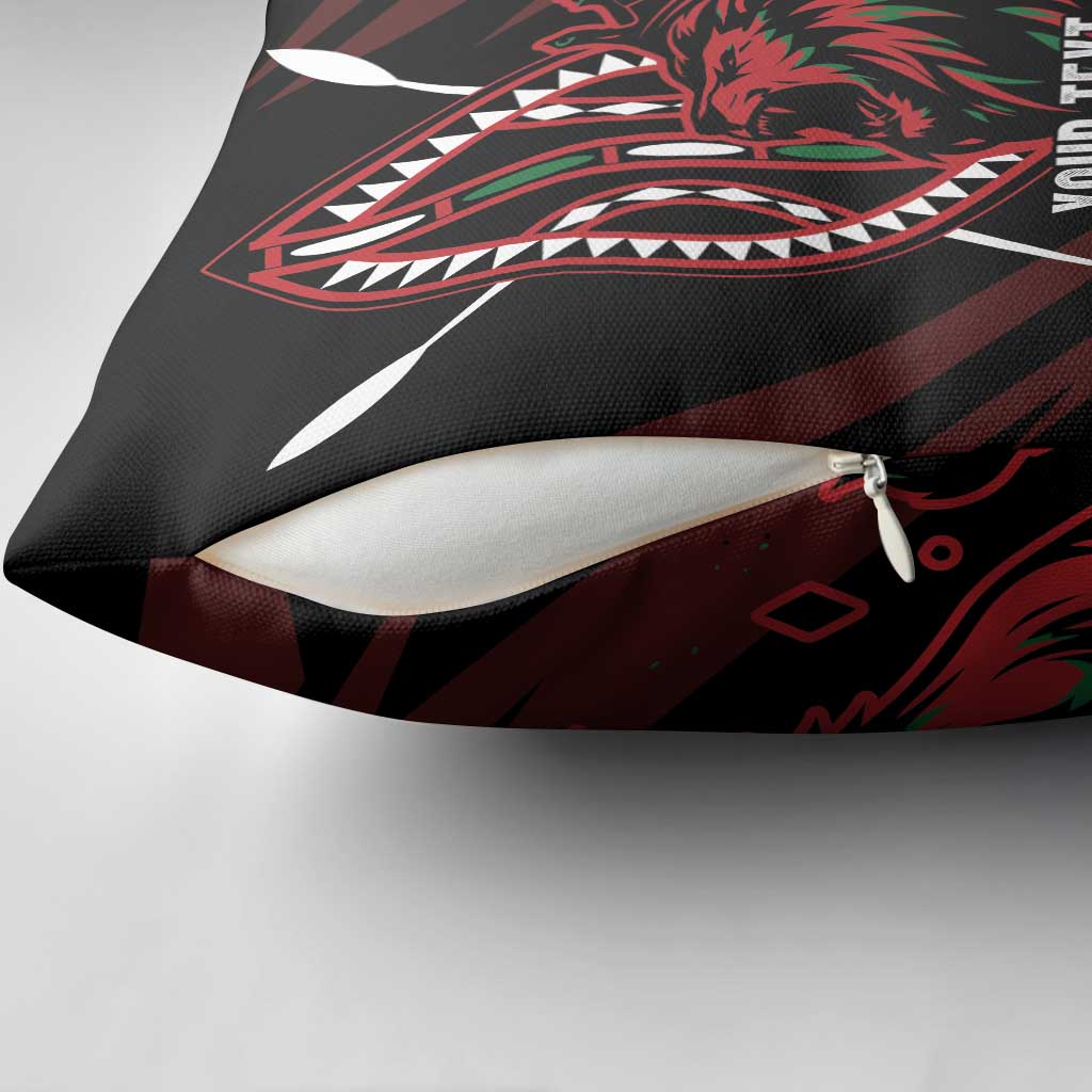 Kenya King Lion Personalized Pillow Cover Stylized Maasai Shield - Wonder Print Shop