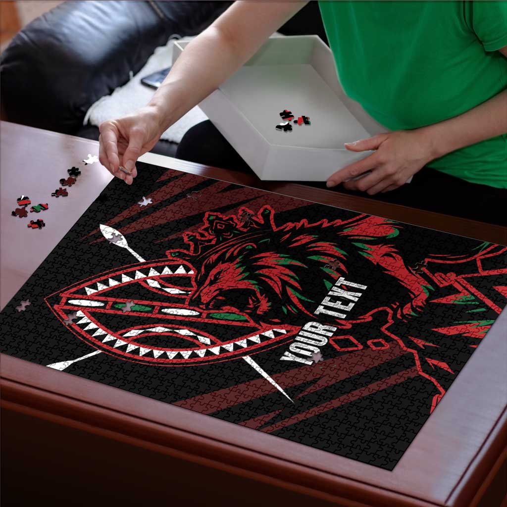 Kenya King Lion Personalized Puzzle Stylized Maasai Shield - Wonder Print Shop