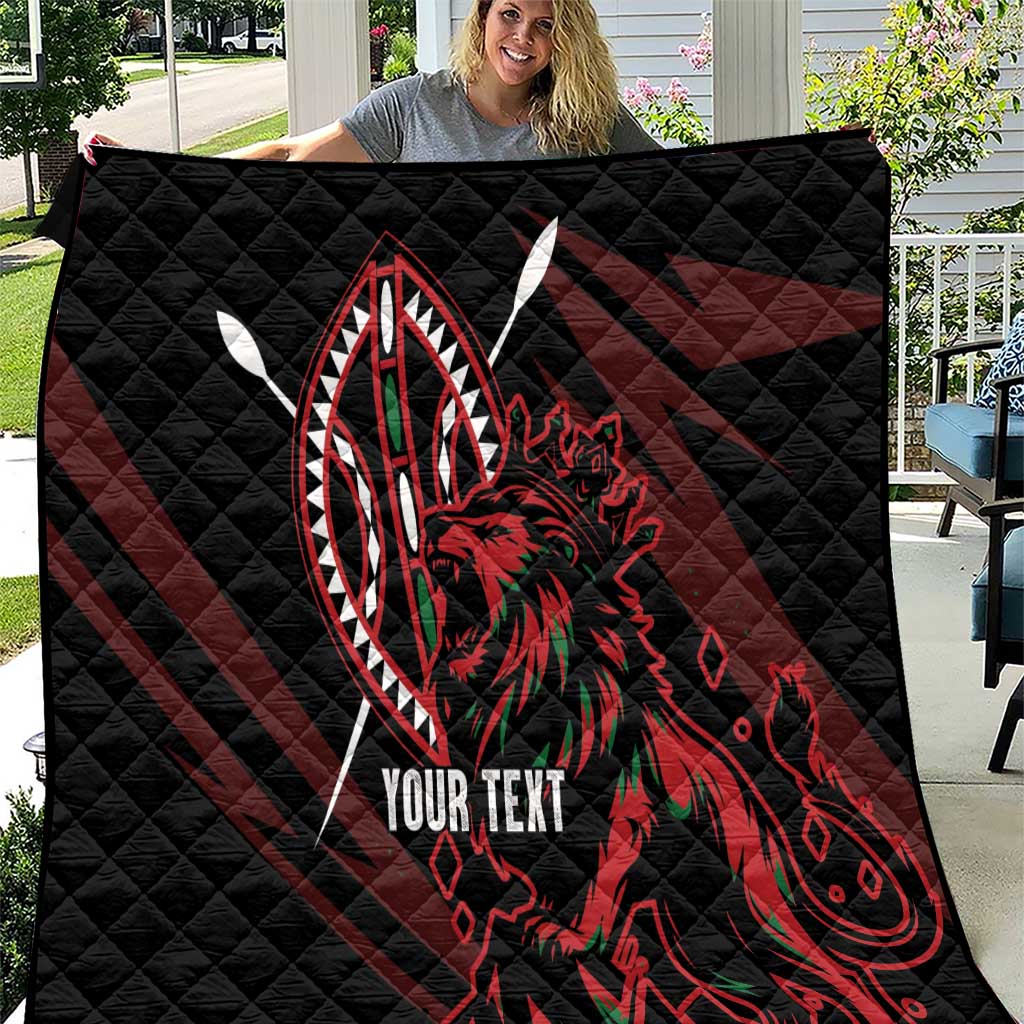 Kenya King Lion Personalized Quilt Stylized Maasai Shield - Wonder Print Shop