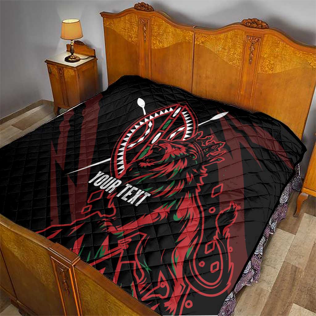 Kenya King Lion Personalized Quilt Stylized Maasai Shield - Wonder Print Shop