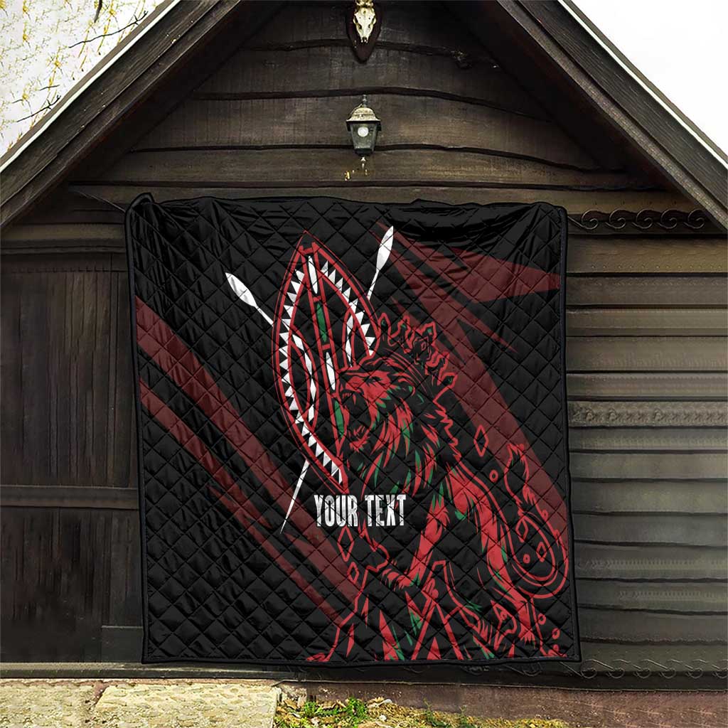 Kenya King Lion Personalized Quilt Stylized Maasai Shield - Wonder Print Shop